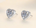 Heart Solitaire Prong Stud Moissanite Earrings in Sterling Silver