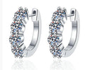 Four Stone Hinged Hoop Moissanite Earrings in Sterling Silver
