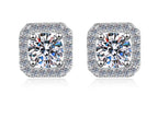 Cushion Halo Stud Moissanite Earrings in Sterling Silver