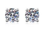 Round Solitaire Claw Stud Moissanite Earrings in Sterling Silver