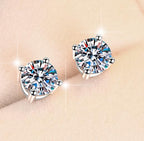Round Solitaire Claw Stud Moissanite Earrings in Sterling Silver