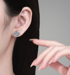 Four Stone Flower Stud Moissanite Earrings in Sterling Silver