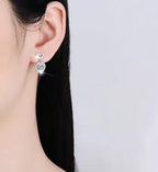 Sterling Silver Moissanite Heart Hoop Drop Earrings, detail view 3