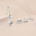 Sterling Silver Moissanite Pear Solitaire Hook Drop Earrings, front view