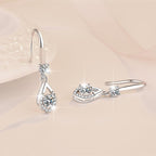 Sterling Silver Moissanite Pear Solitaire Hook Drop Earrings, front view