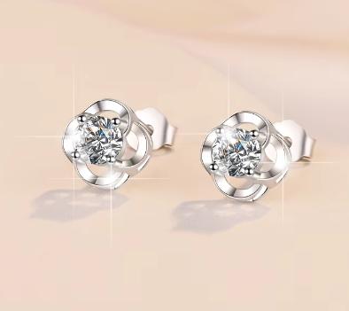 925 Sterling Silver Moissanite Round Bezel Stud Earrings