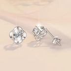 Sterling Silver Moissanite Round Bezel Stud Earrings, detail view 2