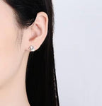 Sterling Silver Moissanite Round Bezel Stud Earrings, detail view 3