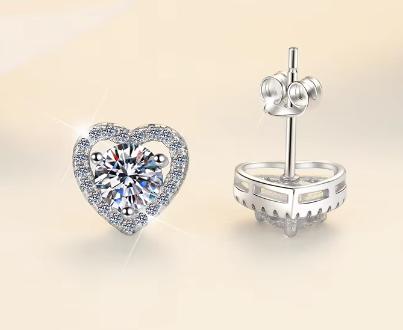 Sterling Silver Moissanite Chain Solitaire Drop Earrings, detail view 4