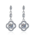 Sterling Silver Moissanite Round Halo Circle Hook Drop Earrings, front view