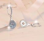 Sterling Silver Moissanite Pear Solitaire Hook Drop Earrings, detail view 2