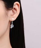 Sterling Silver Moissanite Round Solitaire Hook Drop Earrings, detail view 3