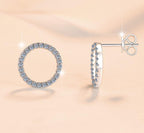 Pavé Circle Stud Moissanite Earrings in Sterling Silver