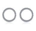 Pavé Circle Stud Moissanite Earrings in Sterling Silver