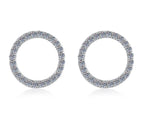 Pavé Circle Stud Moissanite Earrings in Sterling Silver