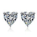 Heart Cut Solitaire Stud Moissanite Earrings in Sterling Silver