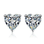 Heart Cut Solitaire Stud Moissanite Earrings in Sterling Silver