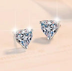 Heart Cut Solitaire Stud Moissanite Earrings in Sterling Silver