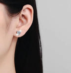 Heart Cut Solitaire Stud Moissanite Earrings in Sterling Silver