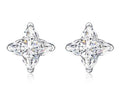 Princess Cut Four Point Stud Moissanite Earrings in Sterling Silver