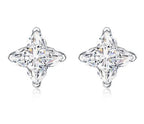 Princess Cut Four Point Stud Moissanite Earrings in Sterling Silver