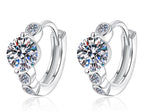 Round Solitaire Curved Hoop Moissanite Earrings in Sterling Silver
