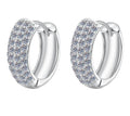 Wide Pavé Huggie Hoop Moissanite Earrings in Sterling Silver