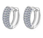 Wide Pavé Huggie Hoop Moissanite Earrings in Sterling Silver