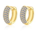 Wide Pavé Huggie Hoop Moissanite Earrings in Sterling Silver
