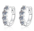 Triple Stone Hinged Hoop Moissanite Earrings in Sterling Silver