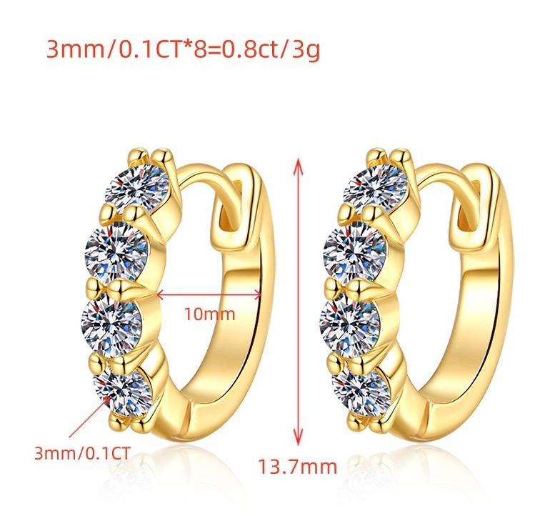 Triple Stone Hinged Hoop Moissanite Earrings in 925 Sterling Silver