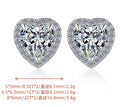 Heart Cut Pavé Halo Stud Moissanite Earrings in Sterling Silver