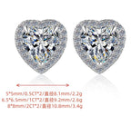 Heart Cut Pavé Halo Stud Moissanite Earrings in Sterling Silver