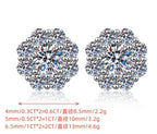 Round Flower Cluster Stud Moissanite Earrings in Sterling Silver