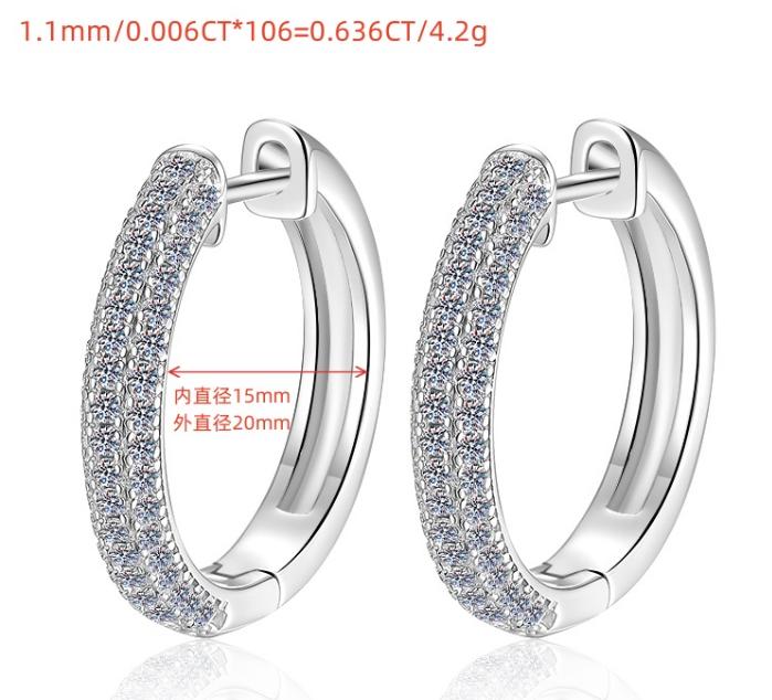 Large Pavé Hoop Moissanite Earrings in 925 Sterling Silver