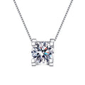Four-Prong Solitaire Sterling Silver Moissanite Pendant, silver-tone