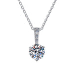 Petite Solitaire with Pavé Bail Sterling Silver Moissanite Pendant, silver-tone