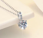 Petite Solitaire with Pavé Bail Sterling Silver Moissanite Pendant, silver-tone