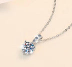 Petite Solitaire with Pavé Bail Sterling Silver Moissanite Pendant, silver-tone
