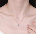 Basket Solitaire Sterling Silver Moissanite Pendant, gold-tone