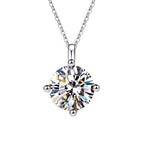 Basket Solitaire Sterling Silver Moissanite Pendant, silver-tone