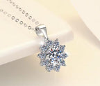 Snowflower Cluster Sterling Silver Moissanite Pendant, silver-tone