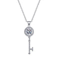 Halo Key Sterling Silver Moissanite Pendant, silver-tone