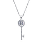 Halo Key Sterling Silver Moissanite Pendant, silver-tone