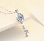 Halo Key Sterling Silver Moissanite Pendant, silver-tone