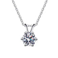 Tapered-Bail Solitaire Sterling Silver Moissanite Pendant, silver-tone