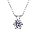 Tapered-Bail Solitaire Sterling Silver Moissanite Pendant, silver-tone