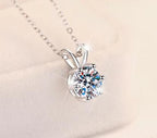 Tapered-Bail Solitaire Sterling Silver Moissanite Pendant, silver-tone