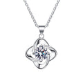 Open Clover Solitaire Sterling Silver Moissanite Pendant, silver-tone