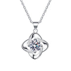 Open Clover Solitaire Sterling Silver Moissanite Pendant, silver-tone